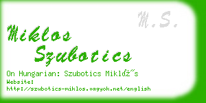 miklos szubotics business card